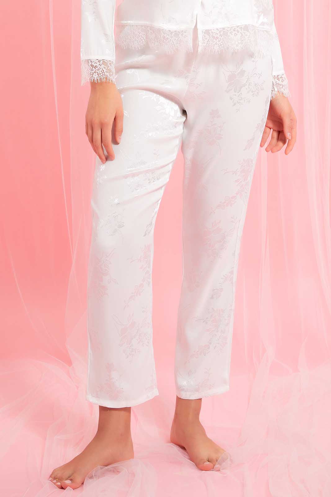 Redtag-White-Classic-Pyjama-Set-With-Lace-Pyjama-Sets-Women's-