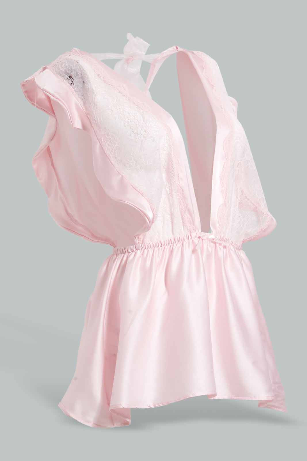 Redtag-Pink-Plain-Babydoll-With-Thong-Babydolls-Women's-