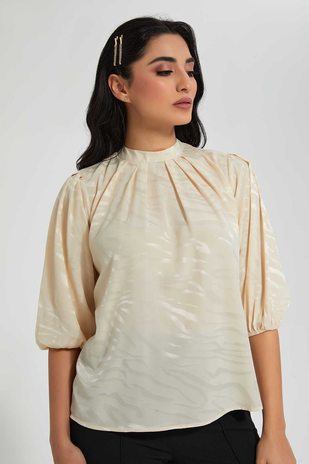 Redtag-Cream-Satin-Jacquard-Blouse-Blouses-Women's-