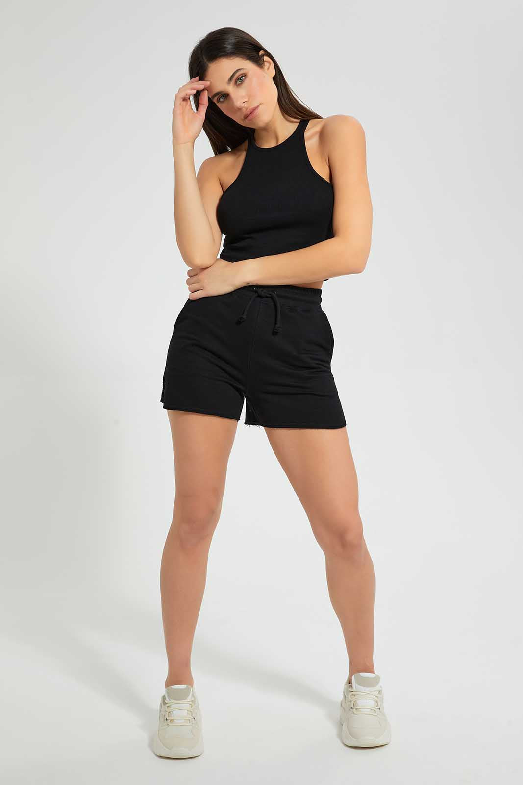 Redtag-Black-Keyline-Loungewear-Short-Category:Shorts,-Colour:Black,-Deals:Sale,-Filter:Women's-Clothing,-KSH,-S22C,-Sale-Women-APL,-Section:Women,-Women-Loungewear-Shorts,-Women-Shorts-Women's-