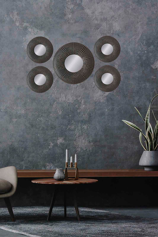 Redtag-Round-Decorative-Mirror-Set(5-Piece)-Category:Mirrors,-Colour:Multicolour,-Deals:New-In,-Filter:Home-Decor,-HARMONY,-HMW-HOM-Wall-Decor-&-Mirrors,-New-In-HMW-HOM,-Non-Sale,-Section:Homewares,-W22O-Home-Decor-