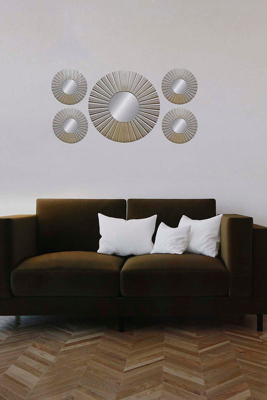 Redtag-Round-Decorative-Mirror-Set(5-Piece)-Category:Mirrors,-Colour:Multicolour,-Deals:New-In,-Filter:Home-Decor,-HARMONY,-HMW-HOM-Wall-Decor-&-Mirrors,-New-In-HMW-HOM,-Non-Sale,-Section:Homewares,-W22O-Home-Decor-