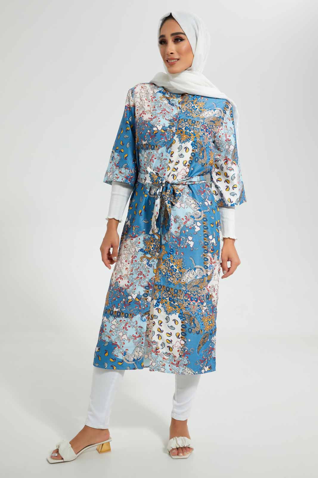 Redtag-Assorted-Tunic-Allover-Print-100%-Poly-Satin-Twill-Shiny-Finish-Dresses-Women's-