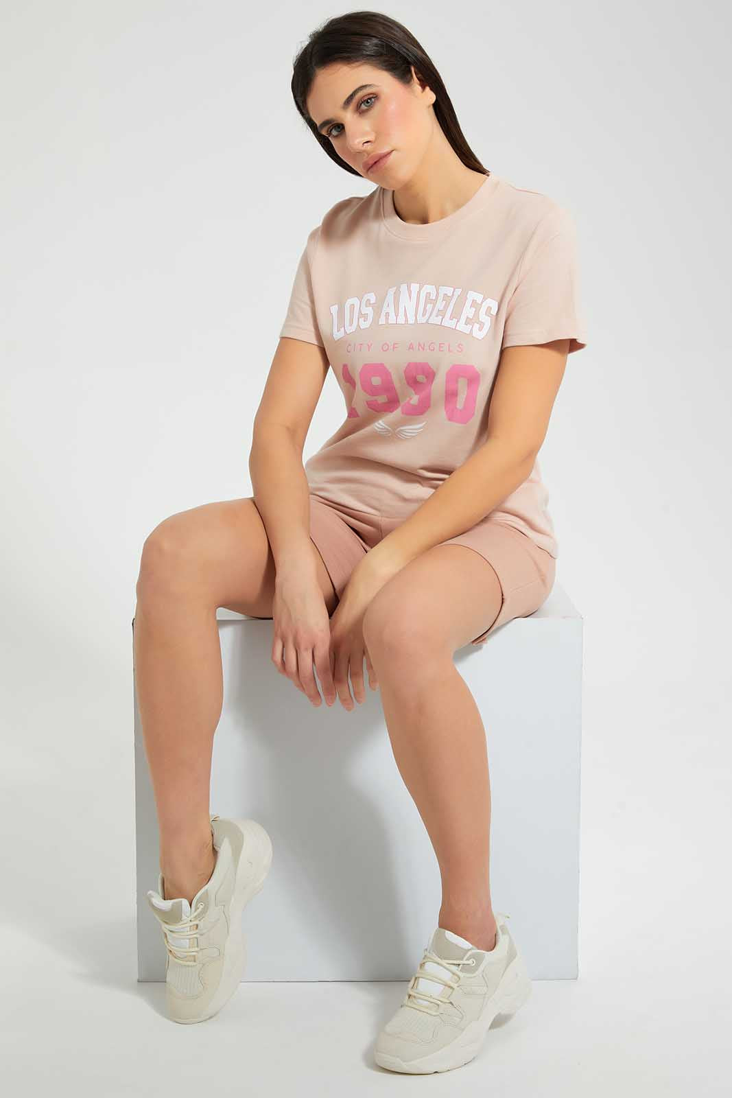 Redtag-Beige-Bermuda-Short-Loungewear-Women's-