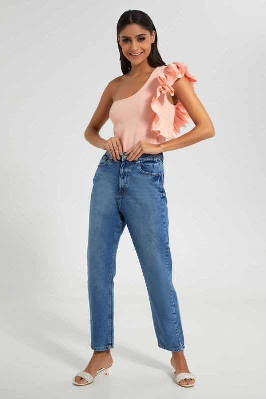 Redtag-Assorted-Assymetric-Ruffled-Body-Suit-Plain-T-Shirts-Women's-