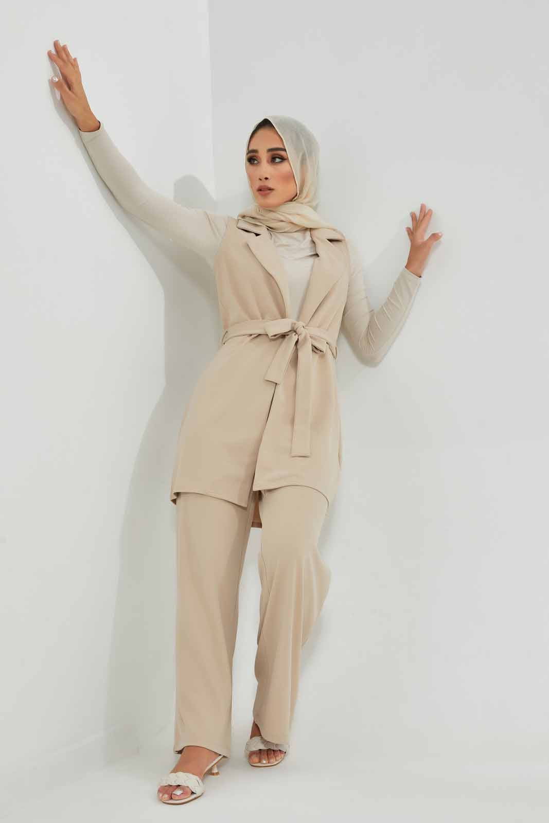 Redtag-Beige-Button-Detail-Trousers-Trousers-Women's-