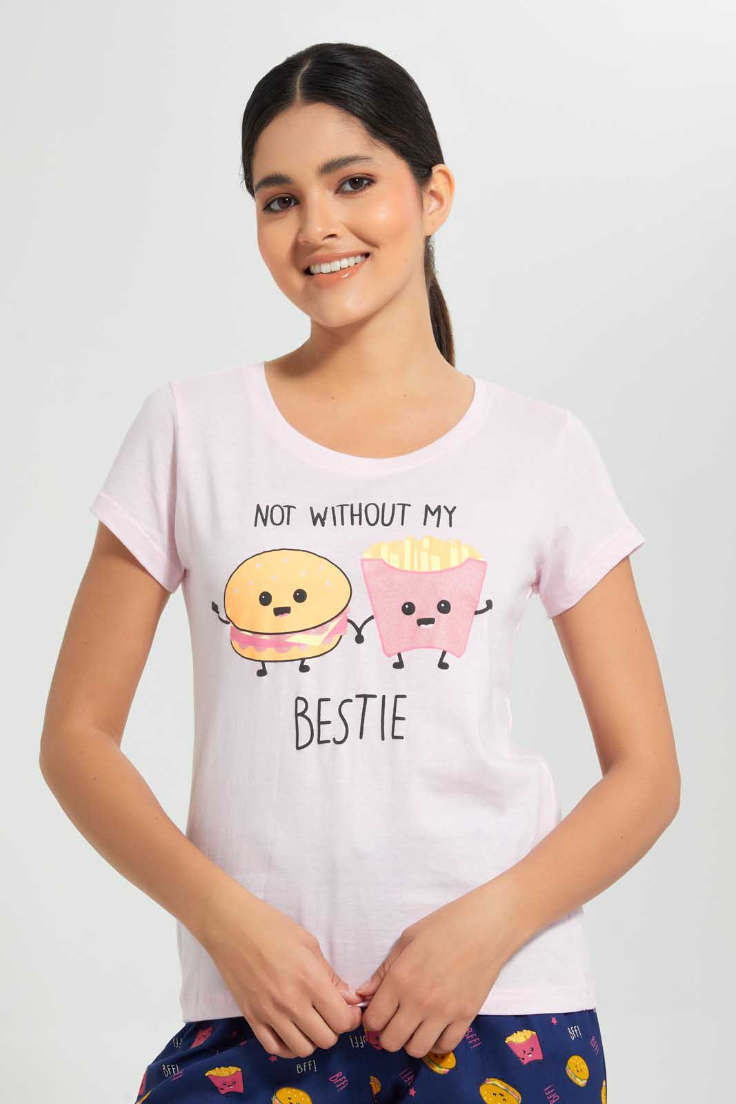 Redtag-Pink-Not-Without-Bestie-Printed-Pyjama-Set-Pyjama-Sets-Women's-