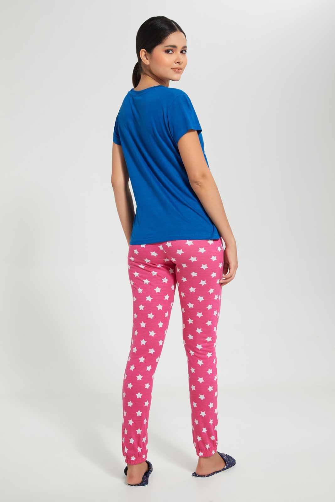 Redtag-Navy-Sleepy-Head-Printed-Pyjama-Set-Pyjama-Sets-Women's-