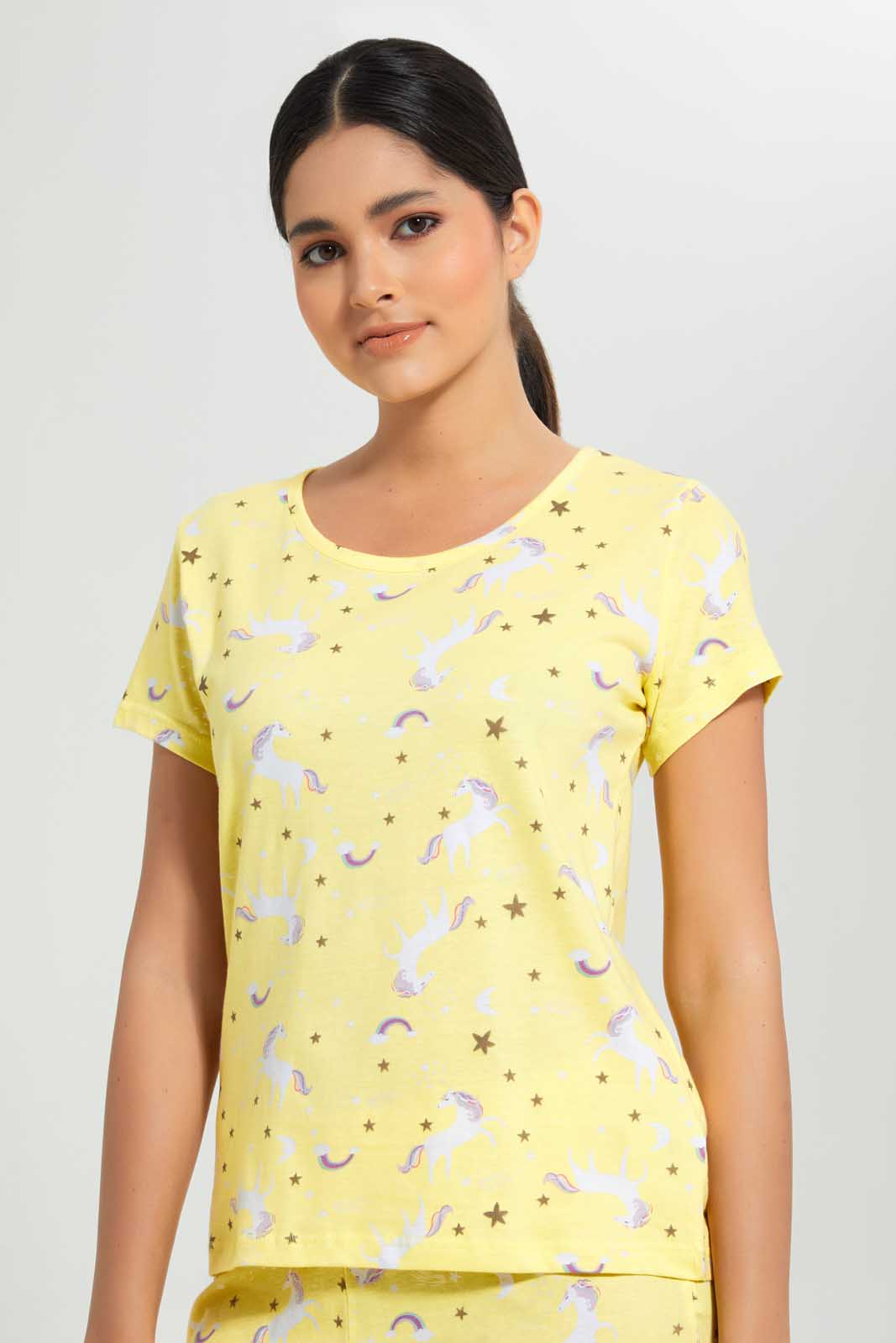 Redtag-Yellow-Allover-Printed-Pyjama-Set-Pyjama-Sets-Women's-