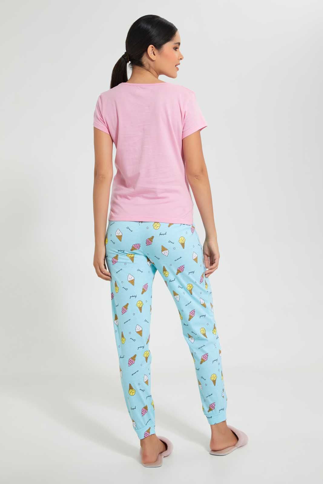 Redtag-Pink-Printed-Pyjama-Set-Pyjama-Sets-Women's-