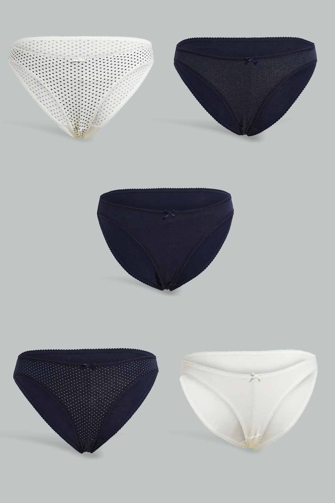 Redtag-Assorted-Print/Plain-Bikini-Briefs-(5-Pack)-Briefs-Bikini-Women's-