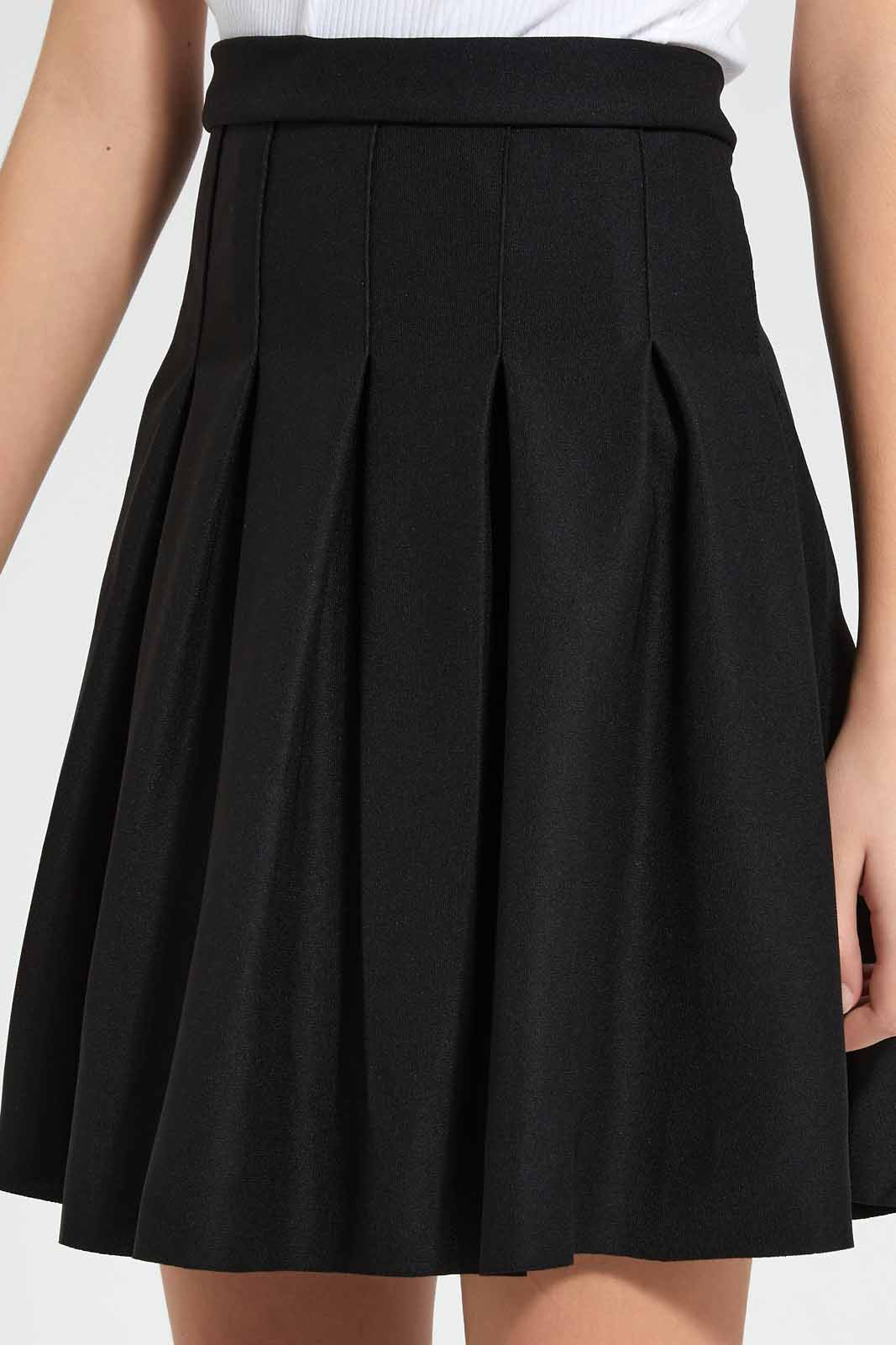 Black Pleated Skater Skirt