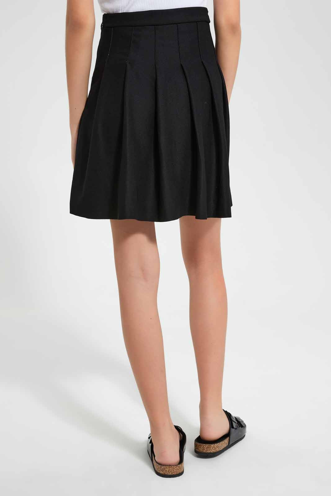 Black Pleated Skater Skirt