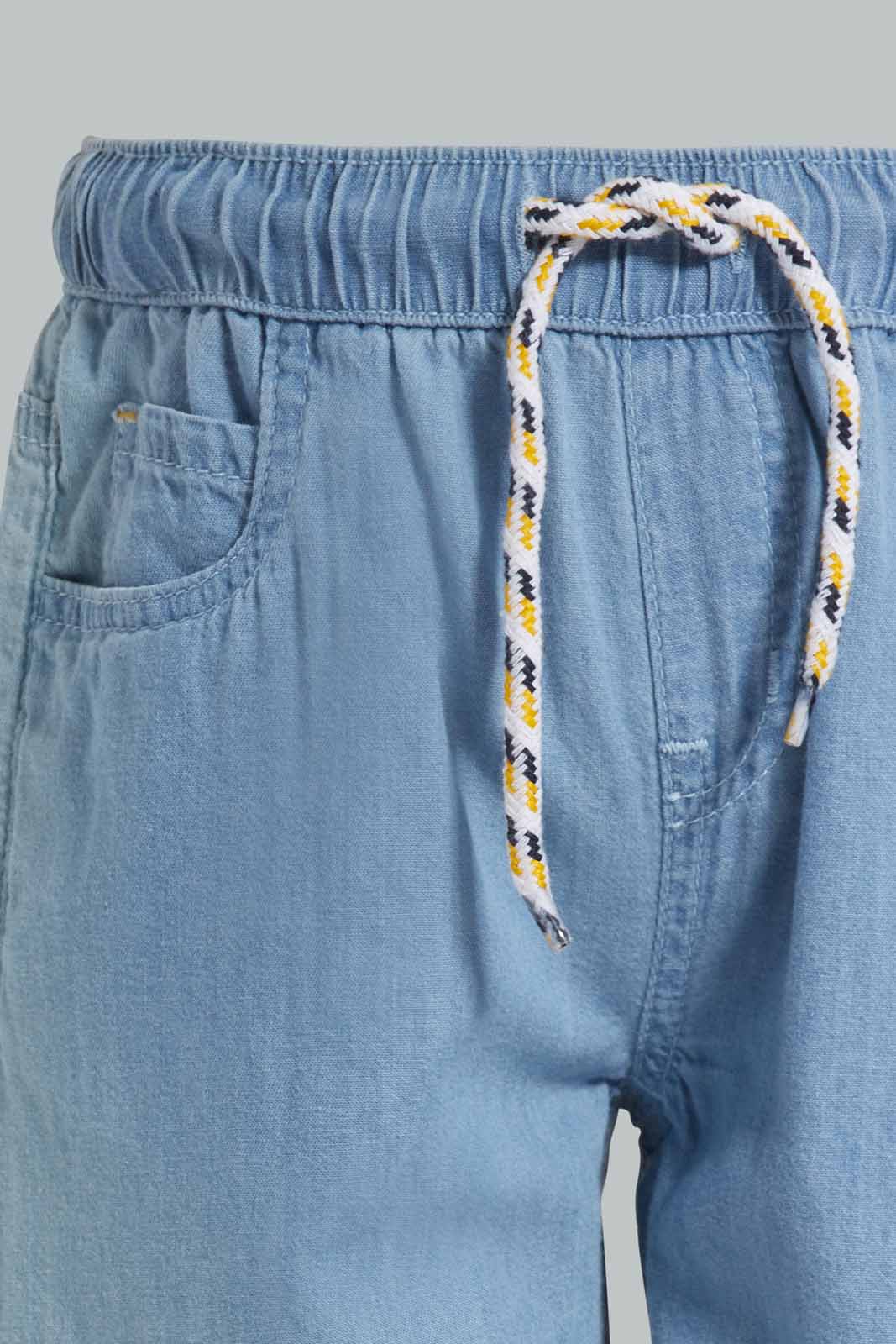 Redtag-Lightwash-5-Pocket-Chambray-Short-BOY-Shorts,-Category:Shorts,-Colour:Lightwash,-Deals:New-In,-Filter:Boys-(2-to-8-Yrs),-New-In-BOY-APL,-Non-Sale,-S22C,-Section:Kidswear-Boys-