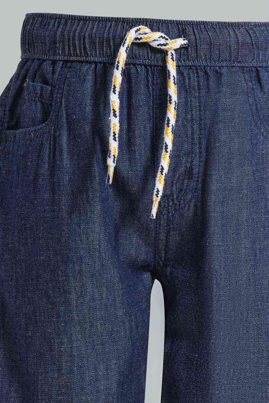 Redtag-Darkwash-5-Pocket-Chambray-Short-BOY-Shorts,-Category:Shorts,-Colour:Darkwash,-Deals:2-For-90,-Deals:New-In,-Filter:Boys-(2-to-8-Yrs),-New-In-BOY-APL,-S22C,-Section:Kidswear-Boys-2 to 8 Years