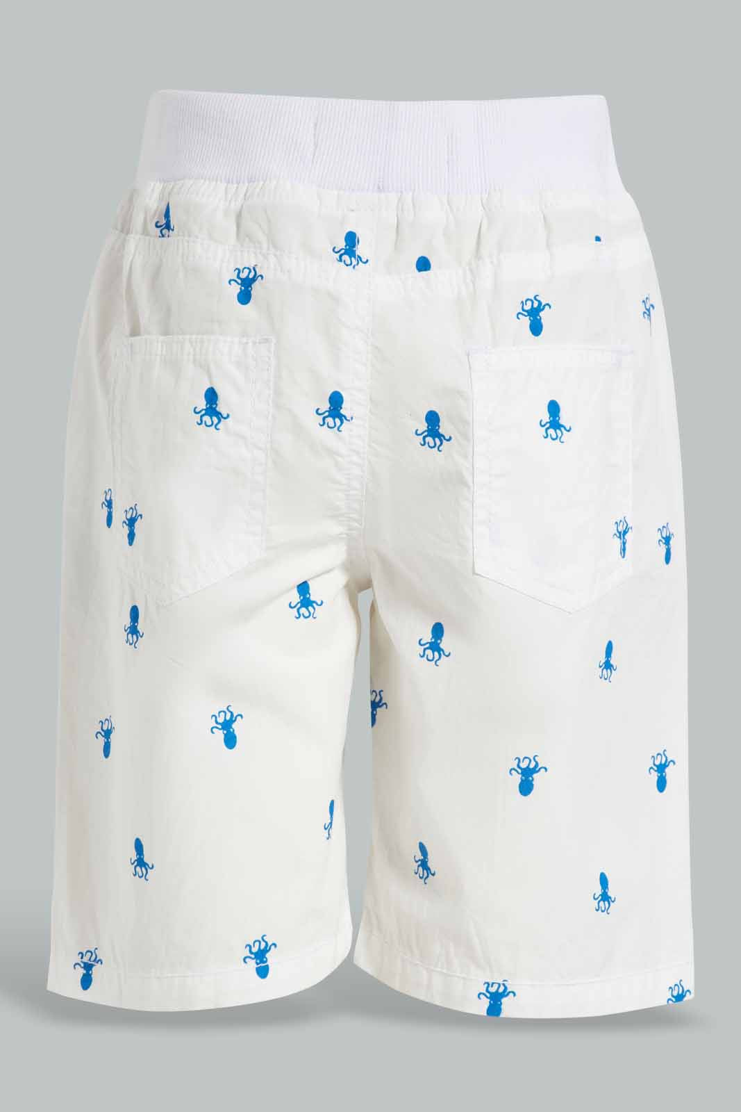 Redtag-White-Stripe-Ribbed-Printed-Short-BOY-Shorts,-Category:Shorts,-Colour:White,-Deals:2-For-90,-Deals:New-In,-Filter:Boys-(2-to-8-Yrs),-New-In-BOY-APL,-S22C,-Section:Kidswear-Boys-2 to 8 Years