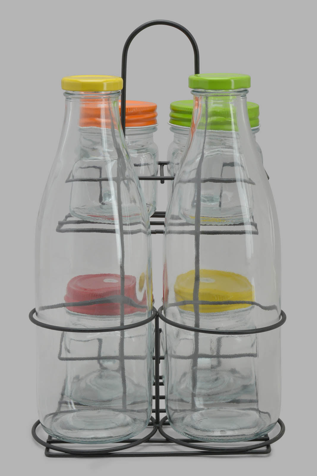 Redtag-Clear-Mason-Jar-With-Metal-Stand-&-Straw-(7-Piece)-Category:Glasses,-Colour:White,-Filter:Home-Dining,-HMW-DIN-Drinkware,-New-In,-New-In-HMW-DIN,-Non-Sale,-S22C,-Section:Homewares-Home-Dining-