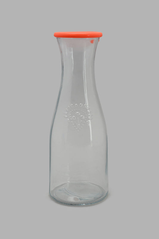 Redtag-Clear-Glass-Bottle-With-Silicone-Lid-Category:Bottles,-Colour:White,-Filter:Home-Dining,-HMW-DIN-Drinkware,-New-In,-New-In-HMW-DIN,-Non-Sale,-S22C,-Section:Homewares-Home-Dining-