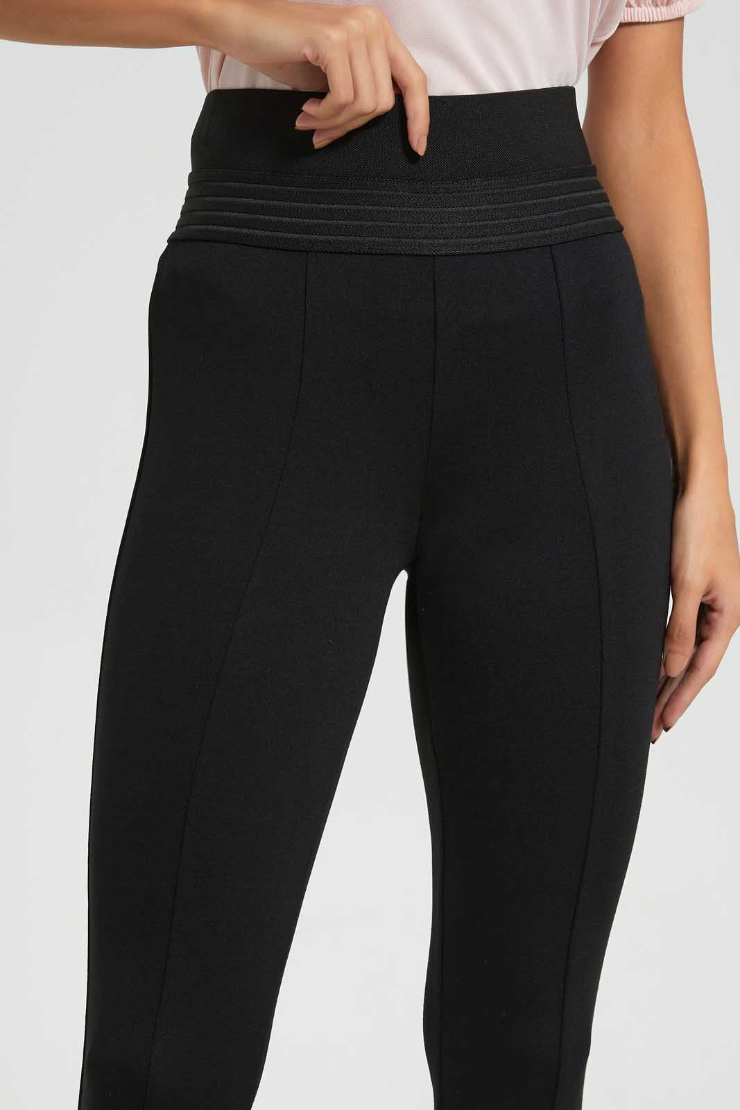 Redtag-Black-Pontie-Leggings-With-Button-Jeggings-Women's-