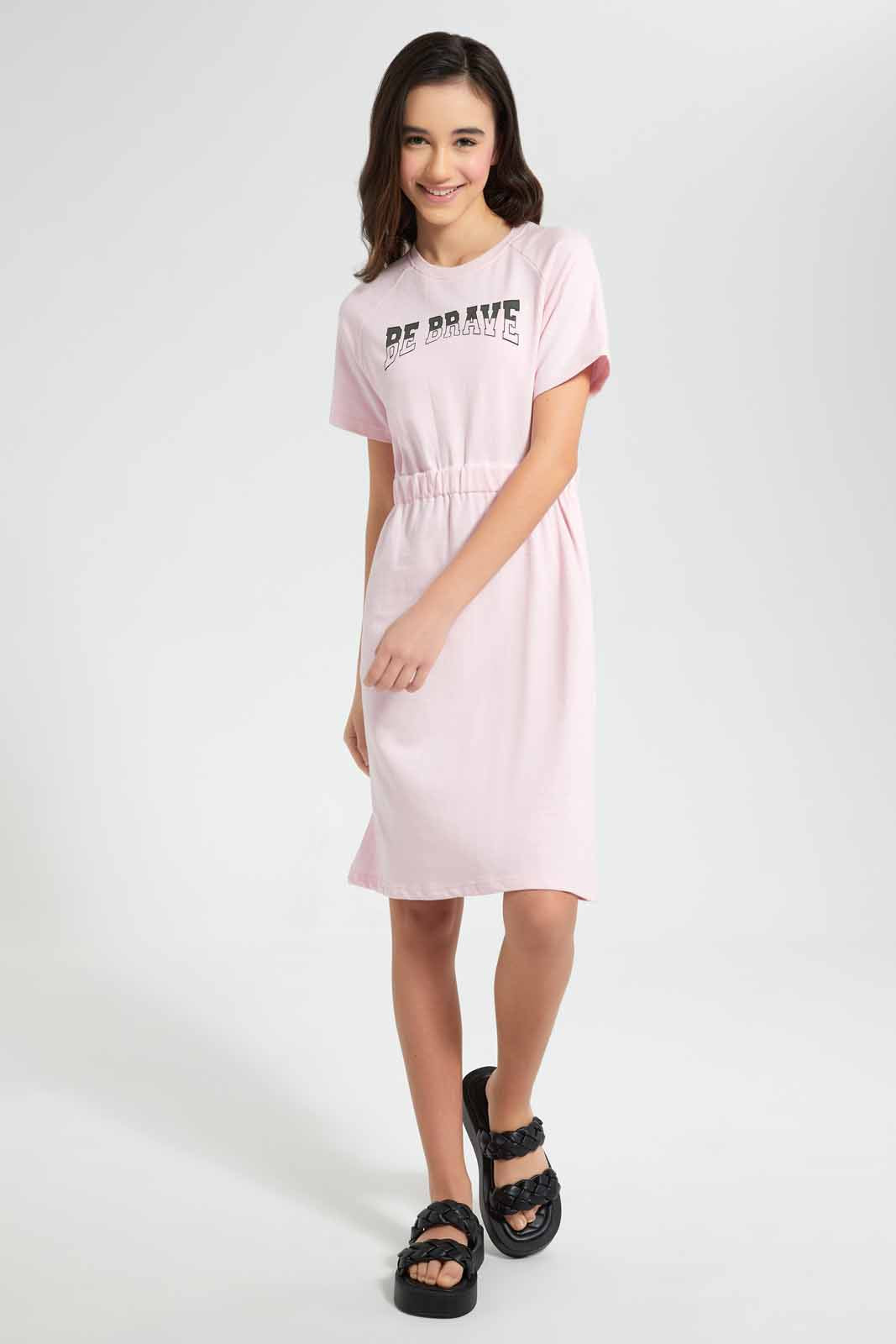 Redtag-Pink-Sporty-Knitted-Dress-Category:Dresses,-Colour:Pink,-Filter:Senior-Girls-(9-to-14-Yrs),-GSR-Dresses,-New-In,-New-In-GSR,-Non-Sale,-RMD-add,-S22C,-Section:Kidswear-Senior-Girls-9 to 14 Years
