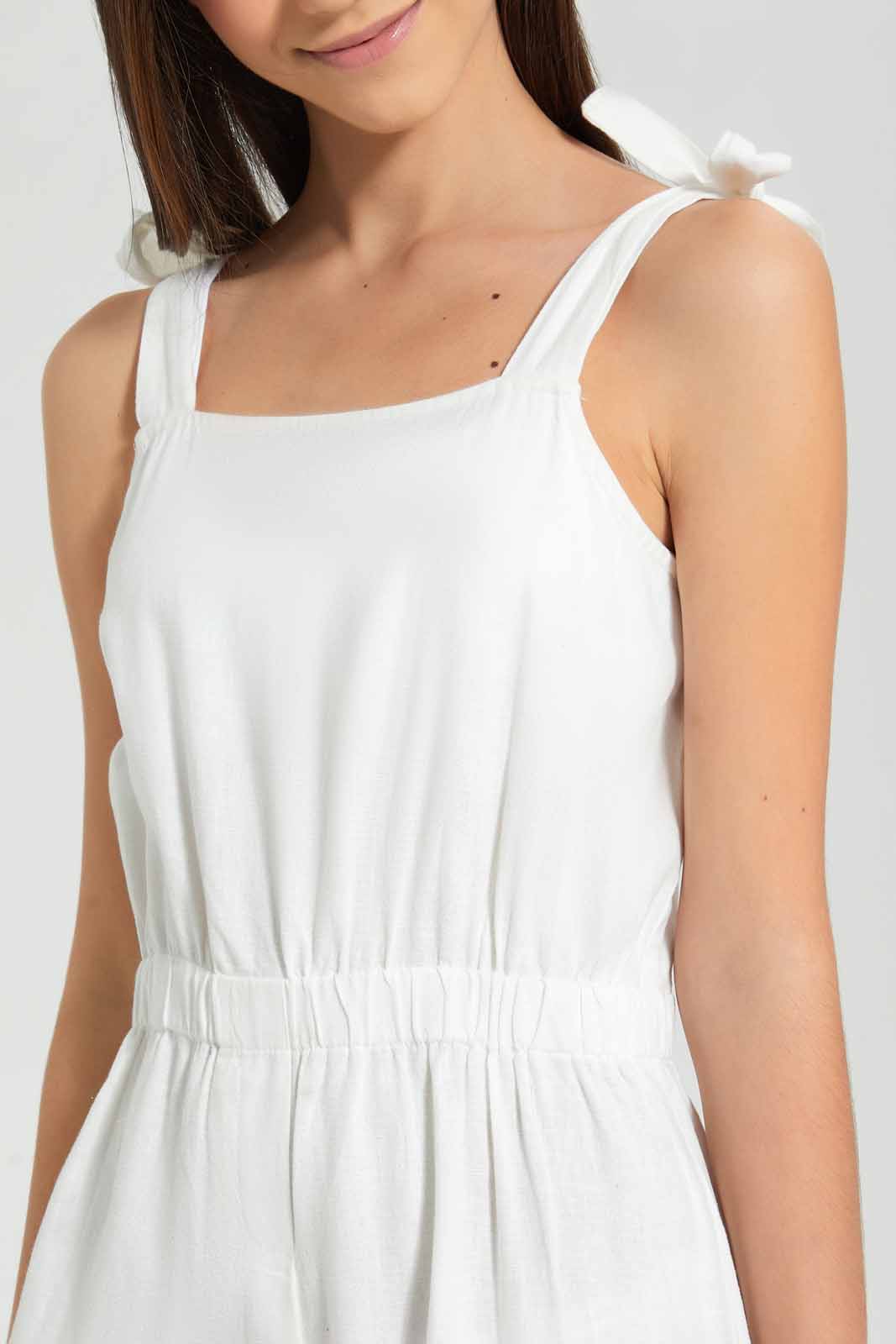 Redtag-White-Linen-Jumpsuit-Jumpsuits-Senior-Girls-9 to 14 Years