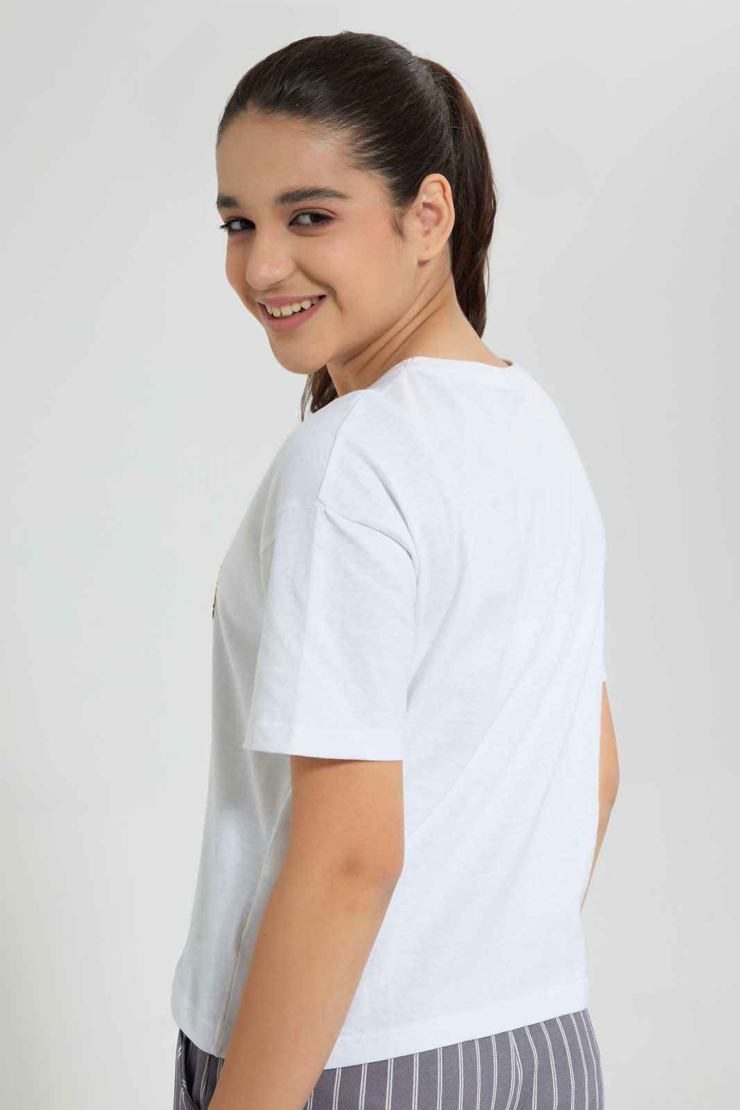 Redtag-White-Reversible-Sequins-Boxy-Top-Embellished-T-Shirts-Senior-Girls-9 to 14 Years