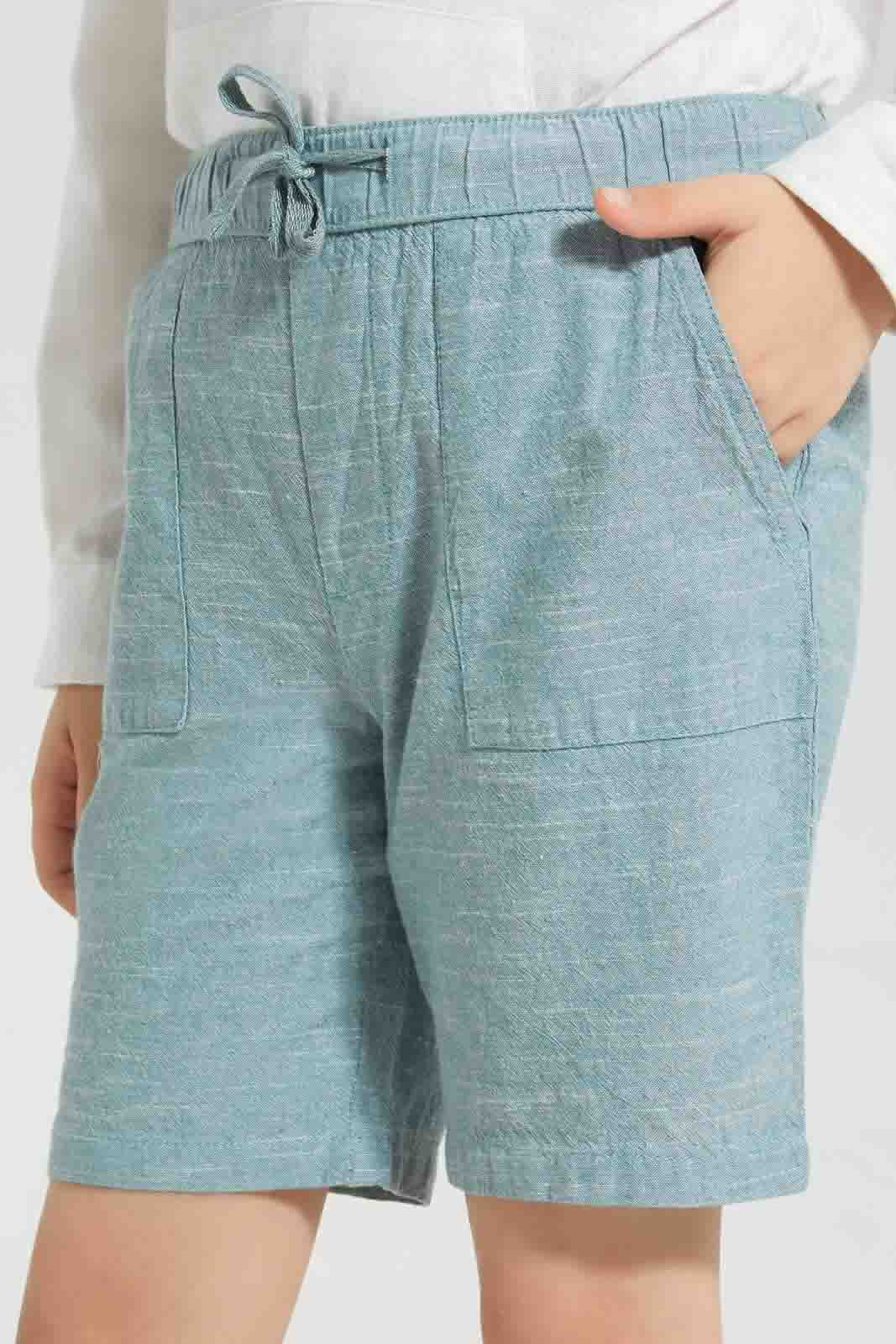 Redtag-Mint-Cotton-Slub-Pullon-Short-Chino-Shorts-Boys-2 to 8 Years