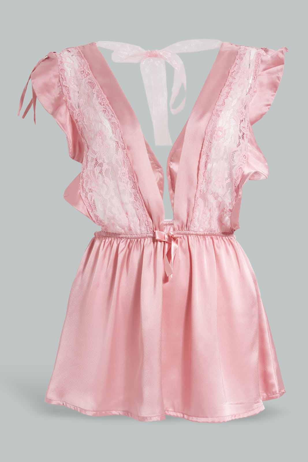 Redtag-Blush-Plain-Babydoll-With-Thong-Category:Babydolls,-Colour:Pink,-Deals:New-In,-Filter:Women's-Clothing,-New-In-Women-APL,-Non-Sale,-S22D,-Section:Women,-Women-Babydolls--
