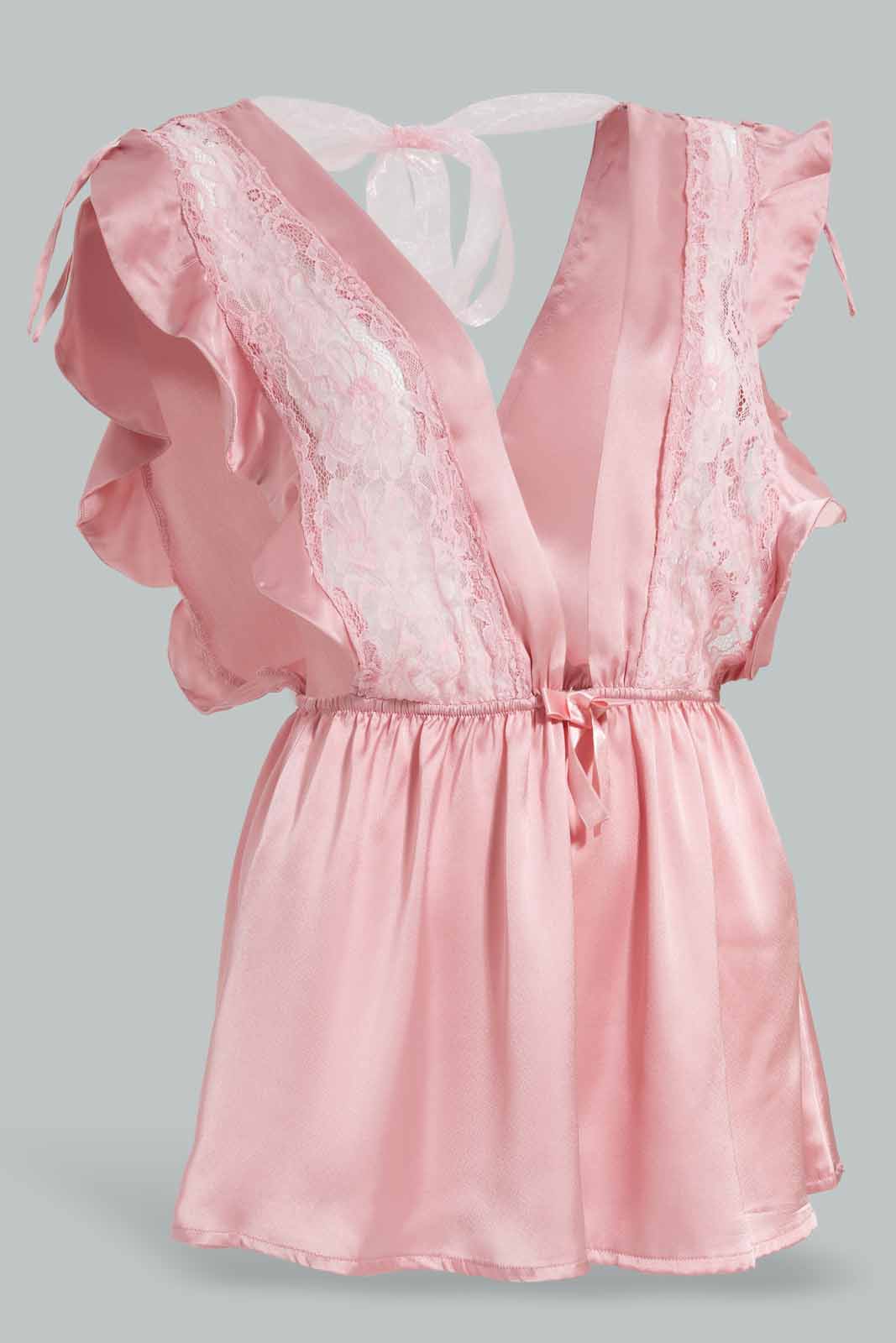 Redtag-Blush-Plain-Babydoll-With-Thong-Category:Babydolls,-Colour:Pink,-Deals:New-In,-Filter:Women's-Clothing,-New-In-Women-APL,-Non-Sale,-S22D,-Section:Women,-Women-Babydolls--