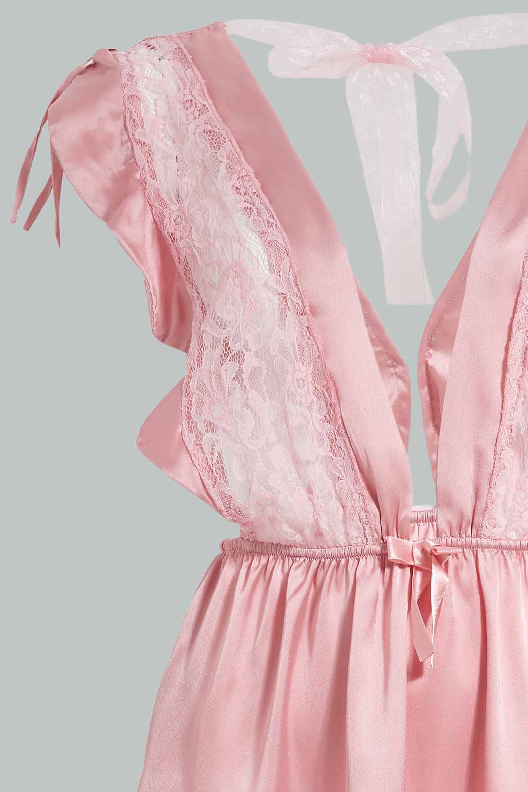 Redtag-Blush-Plain-Babydoll-With-Thong-Category:Babydolls,-Colour:Pink,-Deals:New-In,-Filter:Women's-Clothing,-New-In-Women-APL,-Non-Sale,-S22D,-Section:Women,-Women-Babydolls--