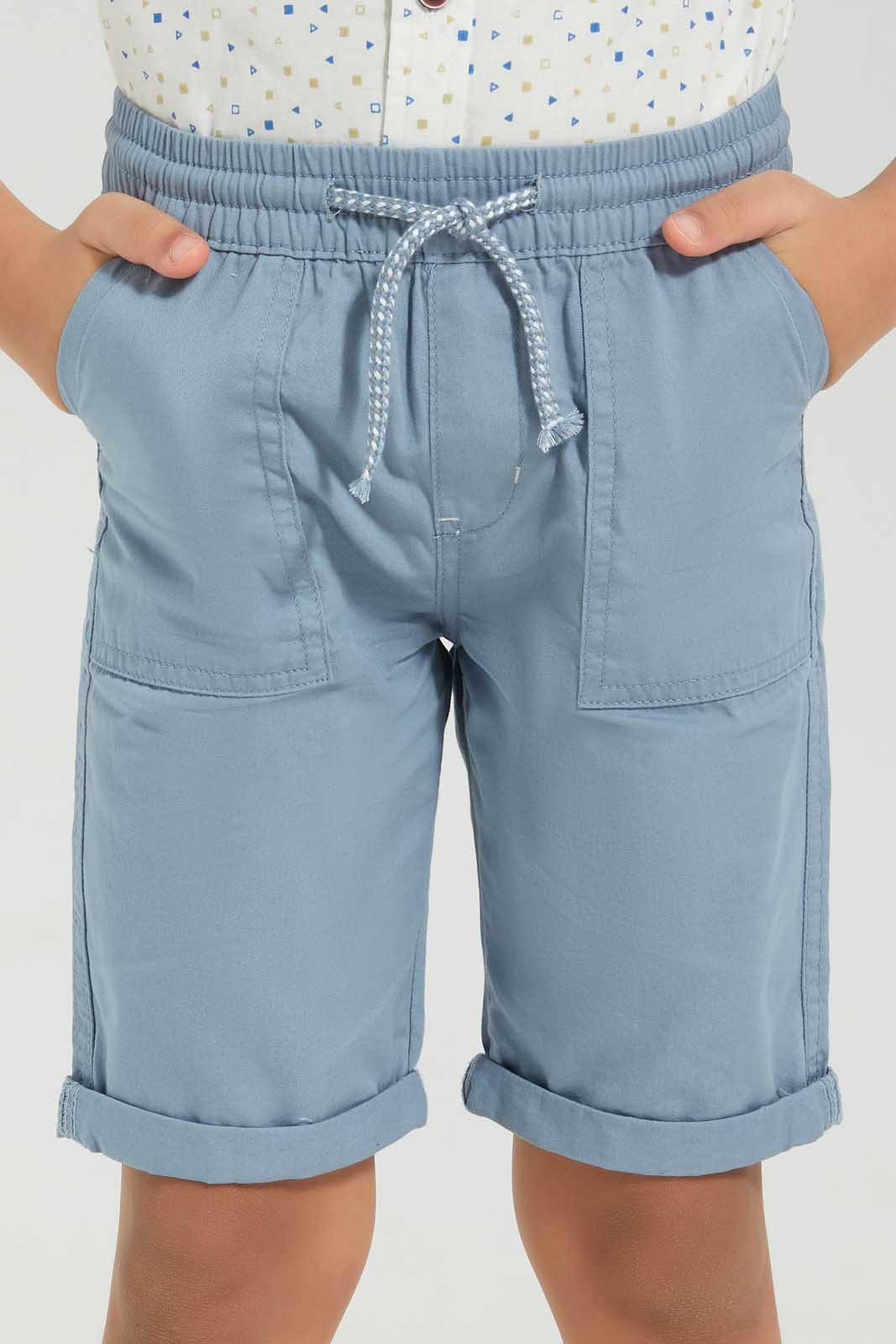 Redtag-Blue-Pullon-Short-Chino-Shorts-Boys-2 to 8 Years