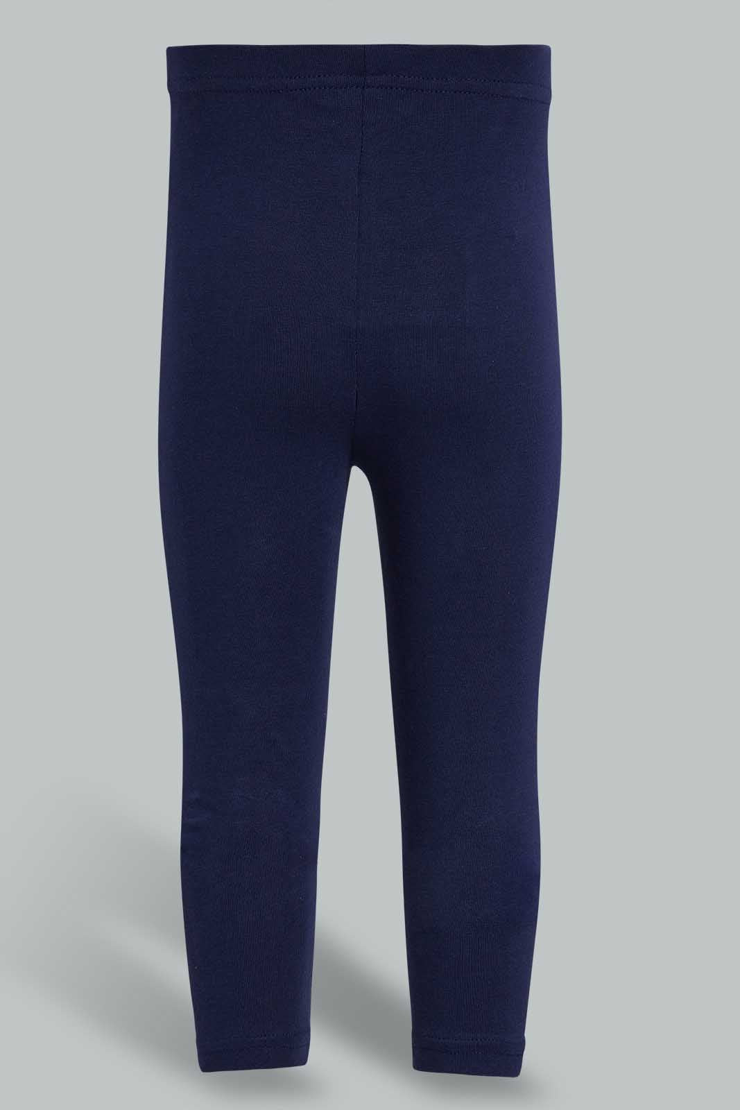Redtag-Navy-Solid-Legging-Leggings-Infant-Girls-3 to 24 Months