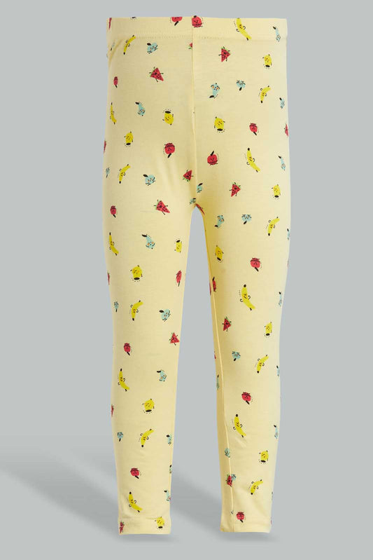 Redtag-Yellow-Printed-Legging-Leggings-Infant-Girls-3 to 24 Months