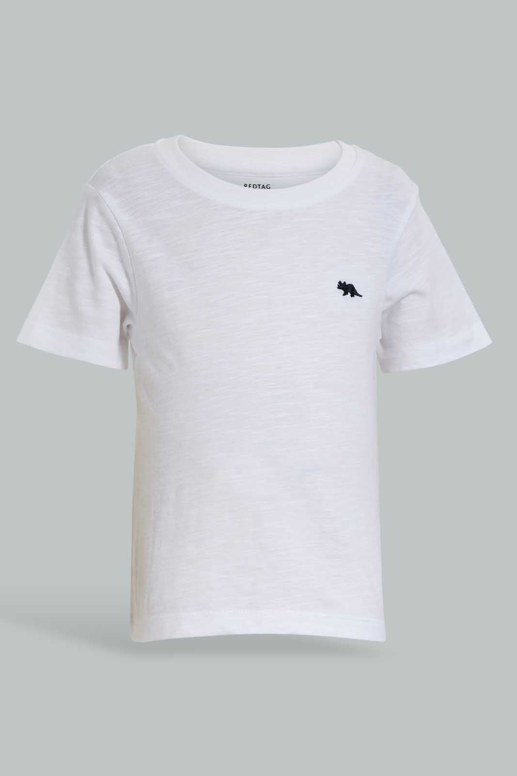 Redtag-Navy-And-White-Slub-T-Shirt-(2-Pack)-Plain-Infant-Boys-3 to 24 Months