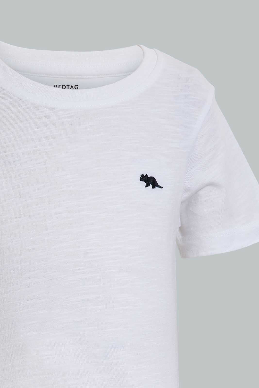 Redtag-Navy-And-White-Slub-T-Shirt-(2-Pack)-Plain-Infant-Boys-3 to 24 Months