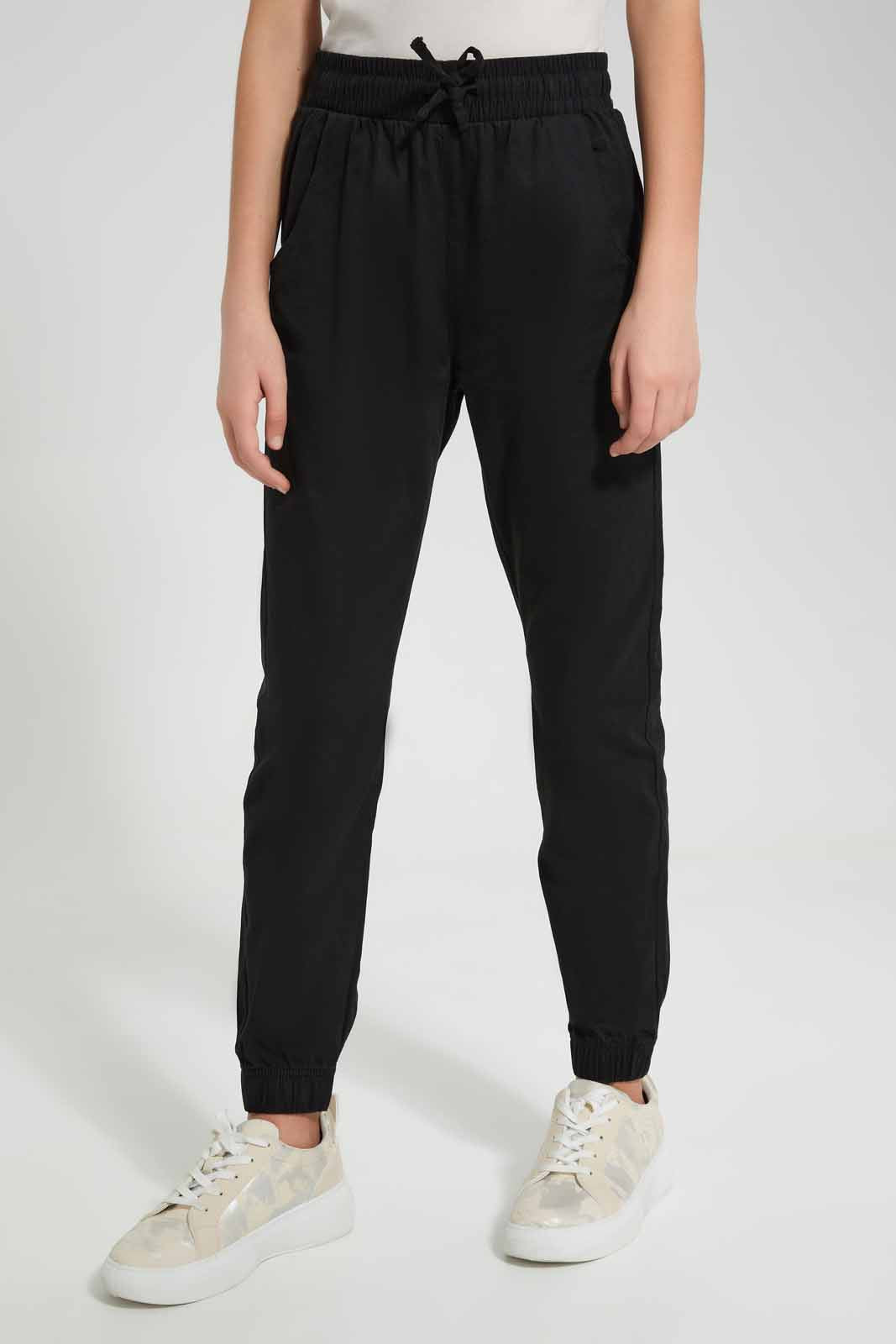 Redtag-Black-Plain-Twill-Jogger-Category:Trousers,-Colour:Black,-Deals:New-In,-Filter:Senior-Girls-(8-to-14-Yrs),-GSR-Trousers,-New-In-GSR,-Non-Sale,-S22D,-Section:Kidswear,-TBL-Senior-Girls-