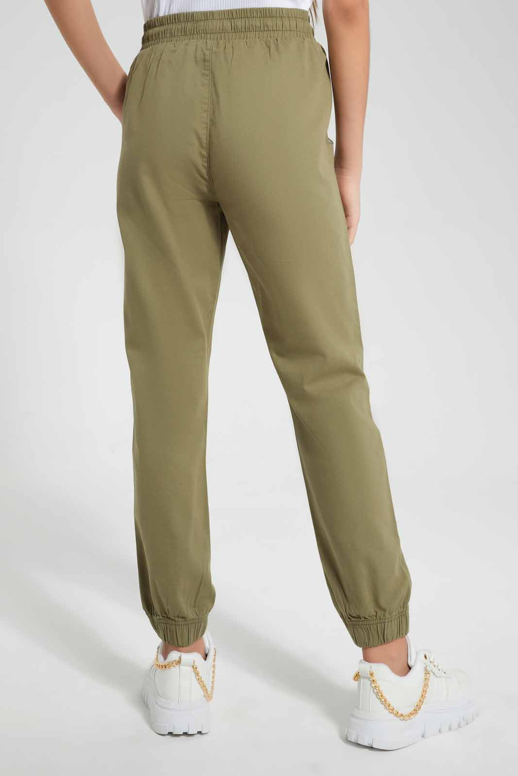 Olive Plain Twill Jogger