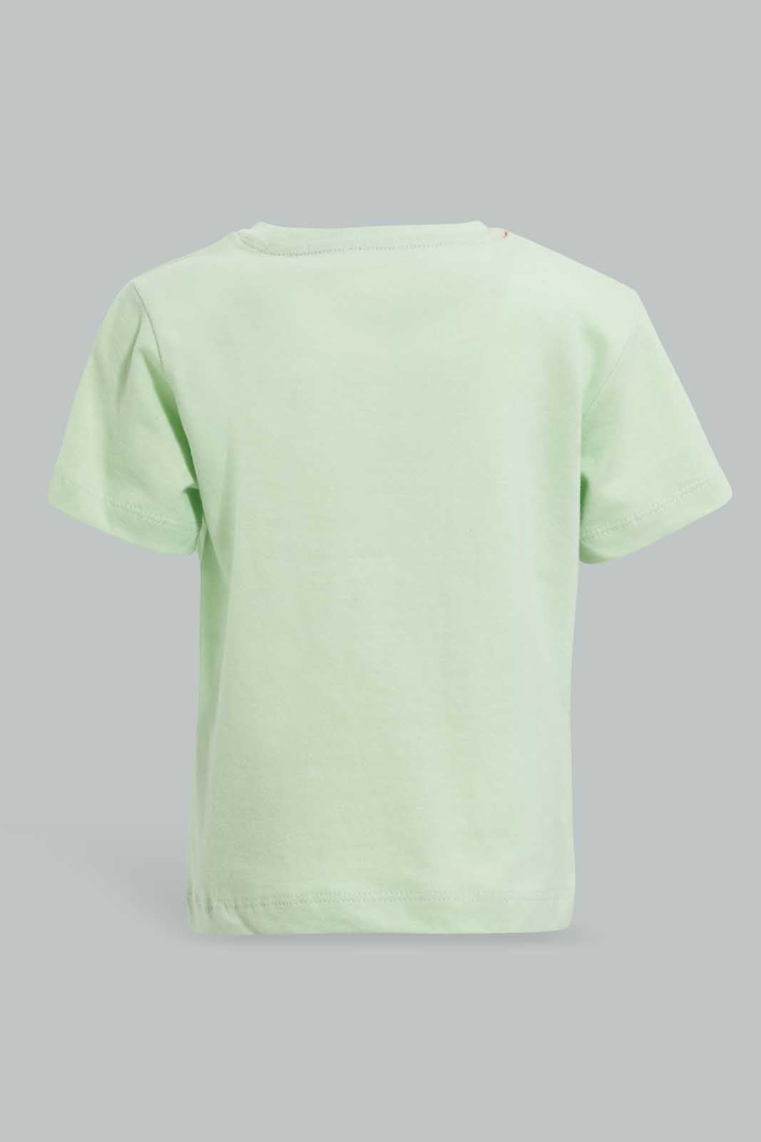 Redtag-Mint-Dino-Ss-T-Shirt-Graphic-T-Shirts-Infant-Boys-3 to 24 Months