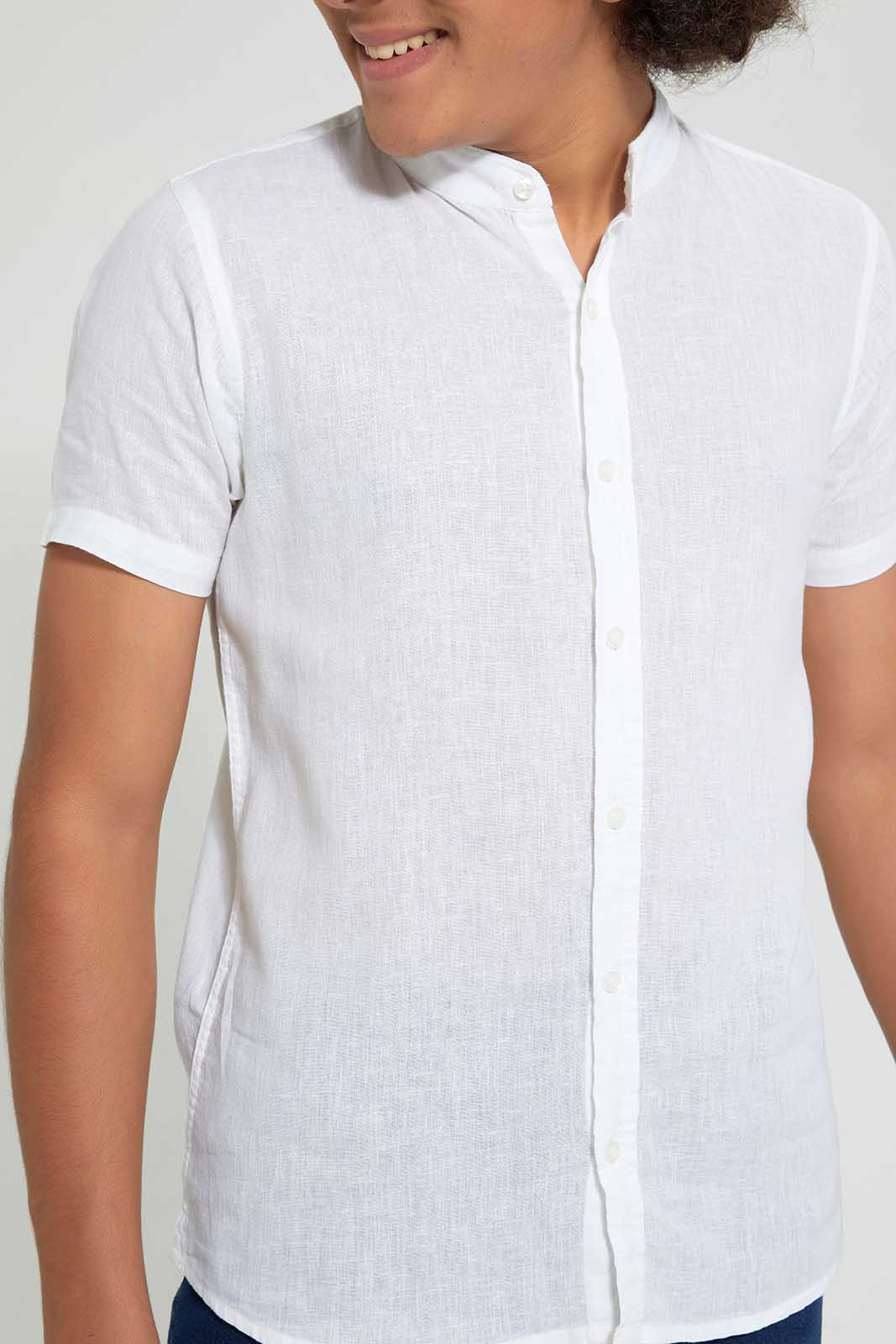 Redtag-White-Short-Sleeve-Shirt-Casual-Shirts-Senior-Boys-9 to 14 Years