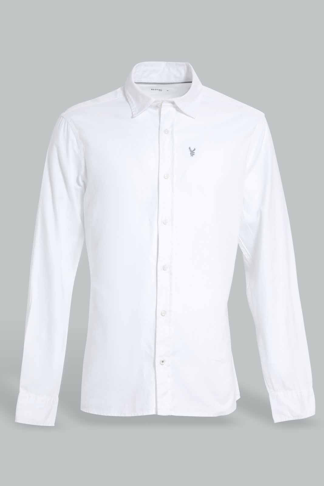 Redtag-White-Dobby-Shirt-With-Emb-Logo-Casual-Shirts-Men's-