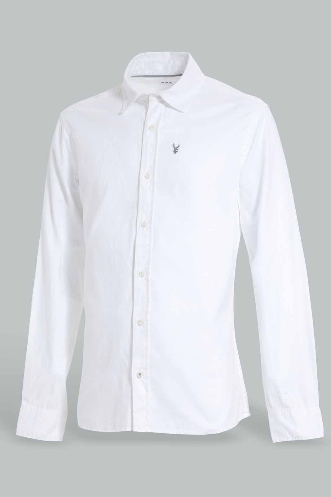 Redtag-White-Dobby-Shirt-With-Emb-Logo-Casual-Shirts-Men's-