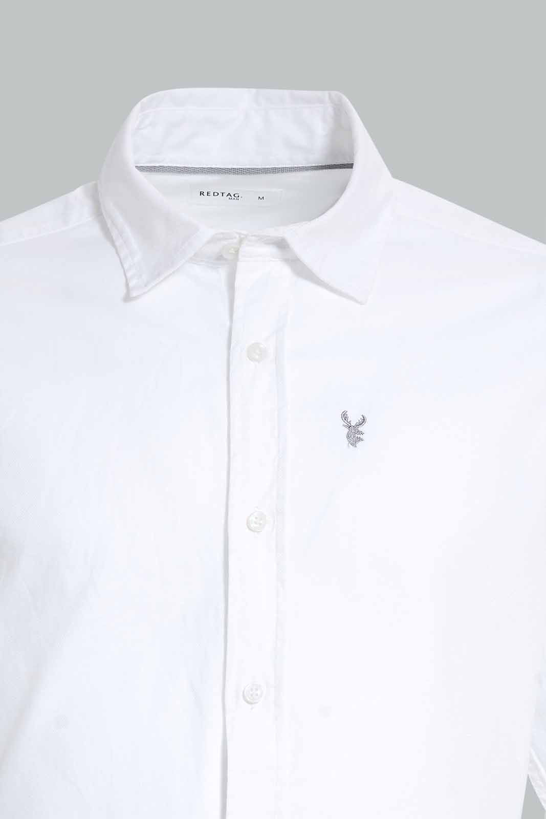 Redtag-White-Dobby-Shirt-With-Emb-Logo-Casual-Shirts-Men's-