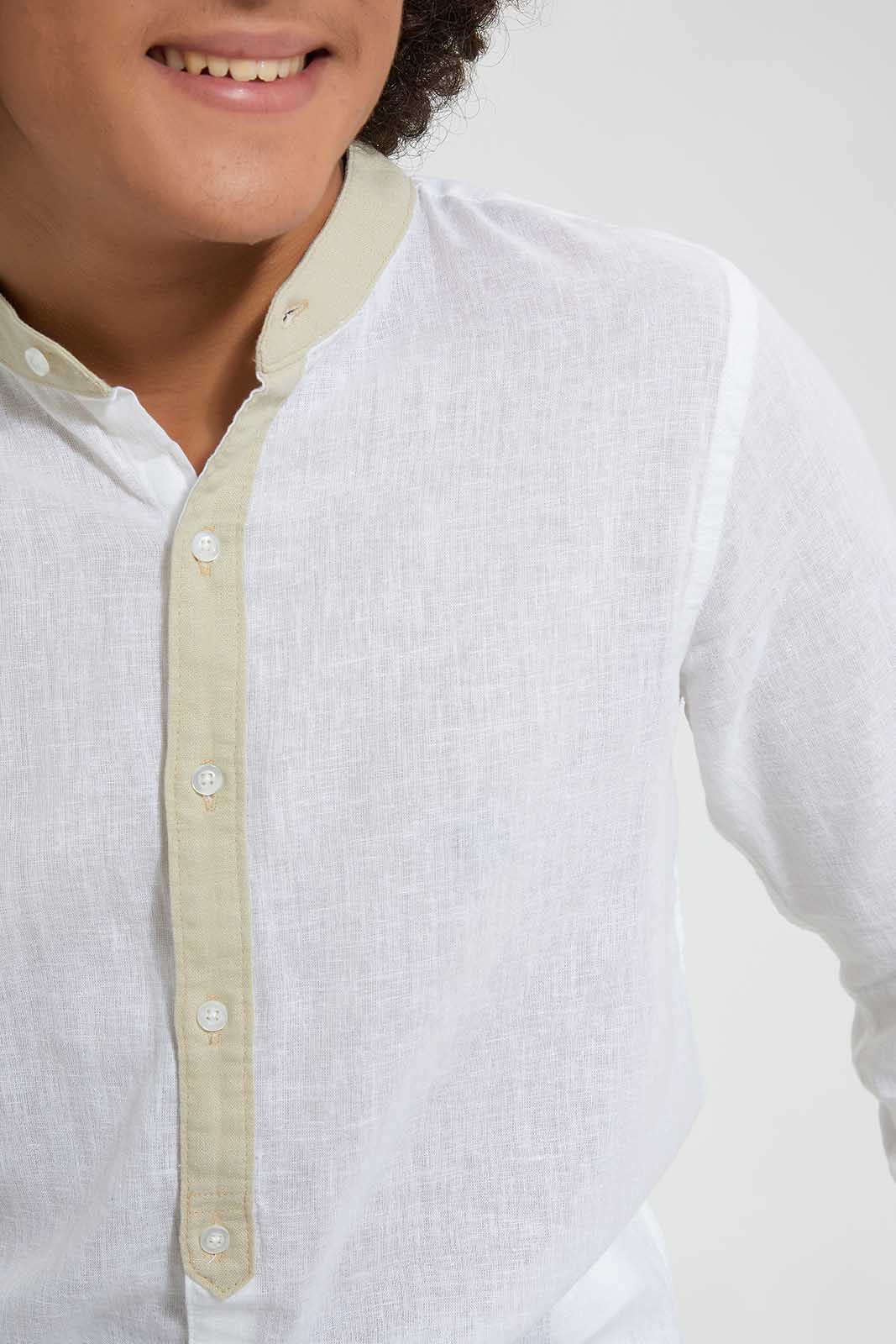 Redtag-White-Long-Sleeve-Shirt-Casual-Shirts-Senior-Boys-9 to 14 Years