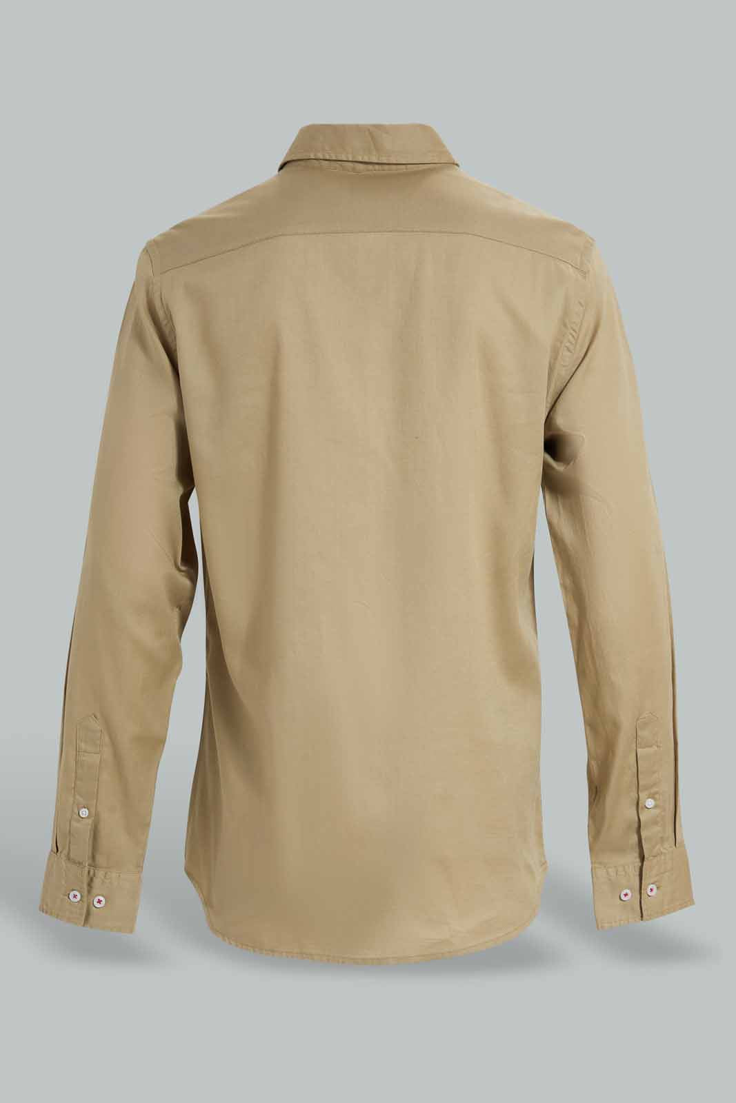 Redtag-Beige-Dobby-Shirt-With-Emb-Logo-Casual-Shirts-Men's-