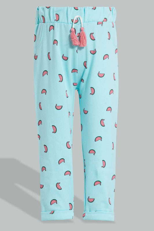 Redtag-Mint-Watermelon-Printed-Active-Pant-Joggers-Infant-Girls-3 to 24 Months