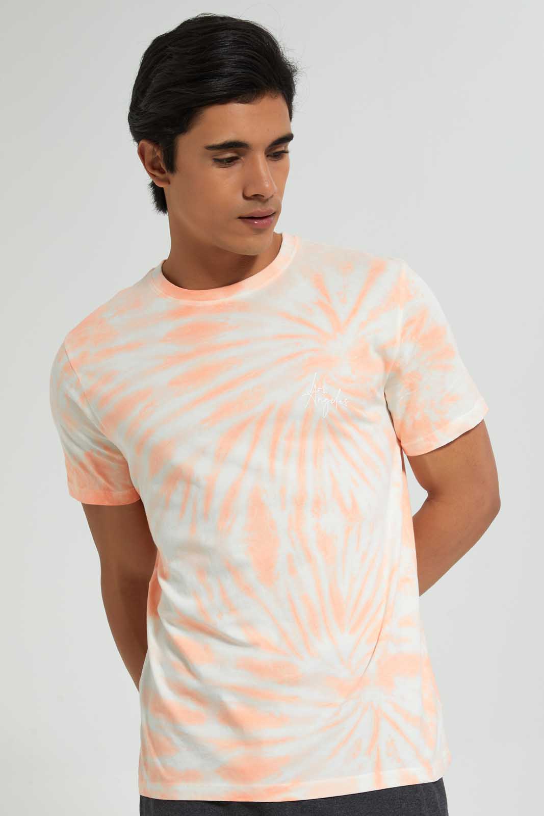 Orange And White Tie-Dye T-Shirt
