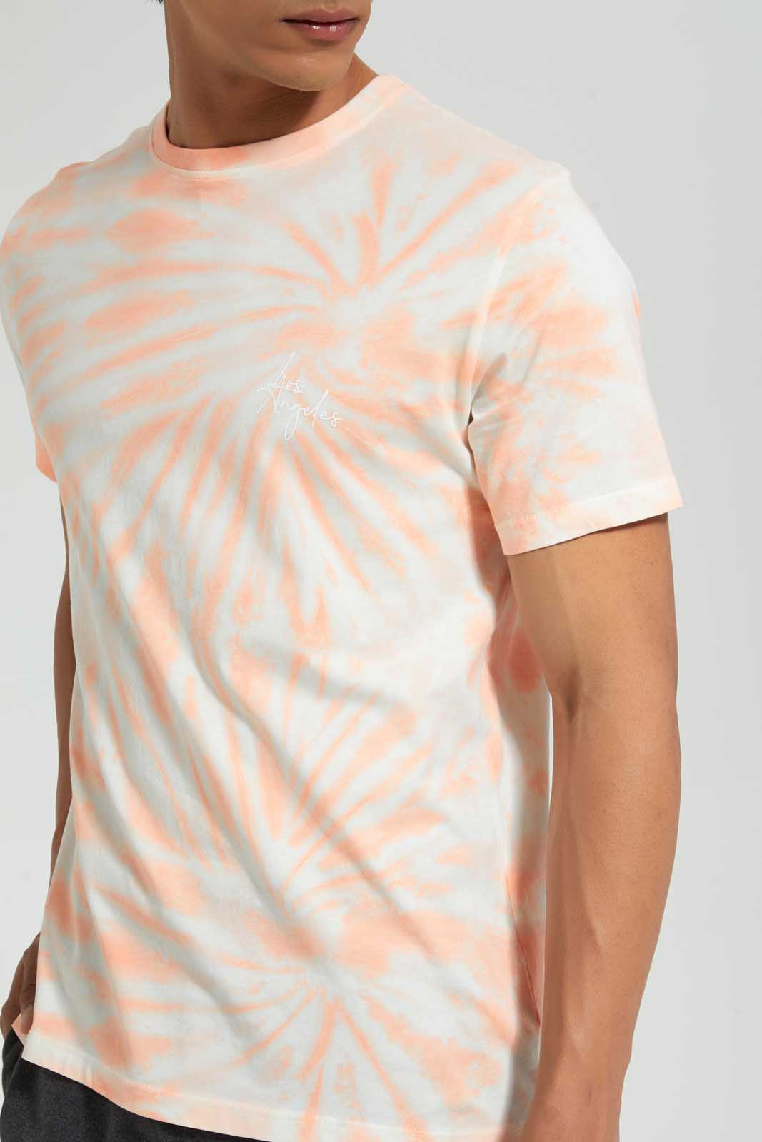 Orange And White Tie-Dye T-Shirt