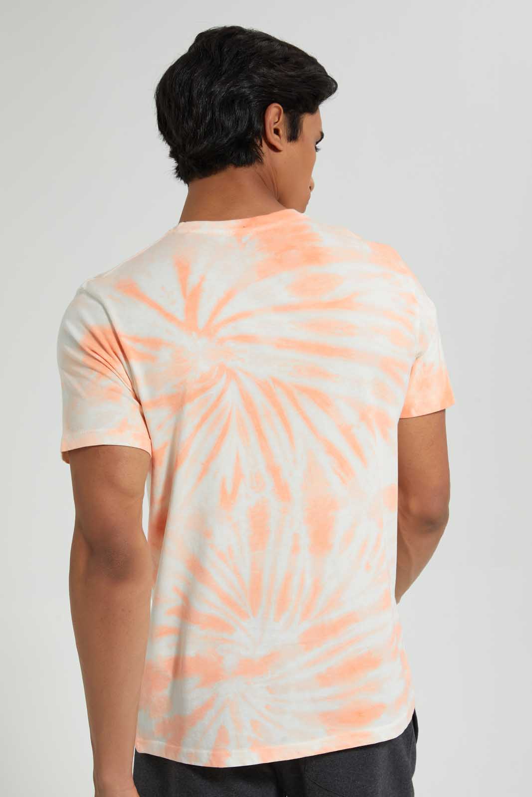 Orange And White Tie-Dye T-Shirt