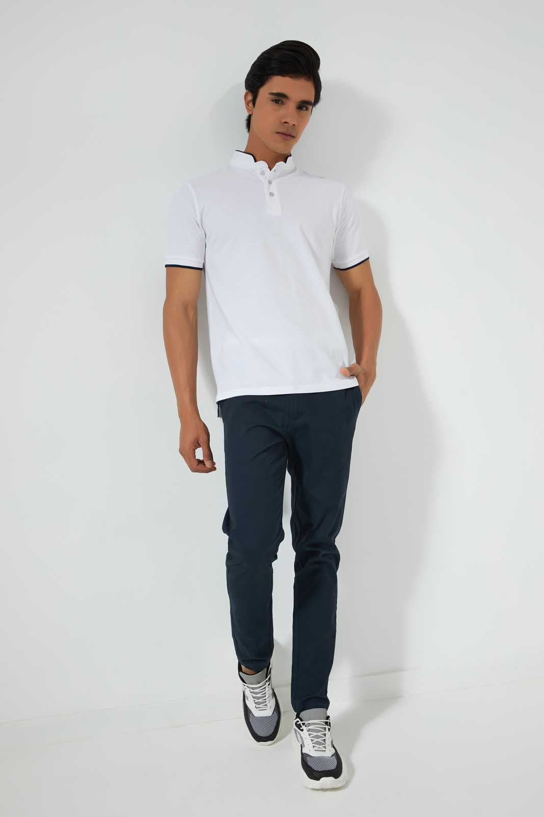 Redtag-White-Standup-Collar-Polo-Shirt-Polo-Shirts-Men's-