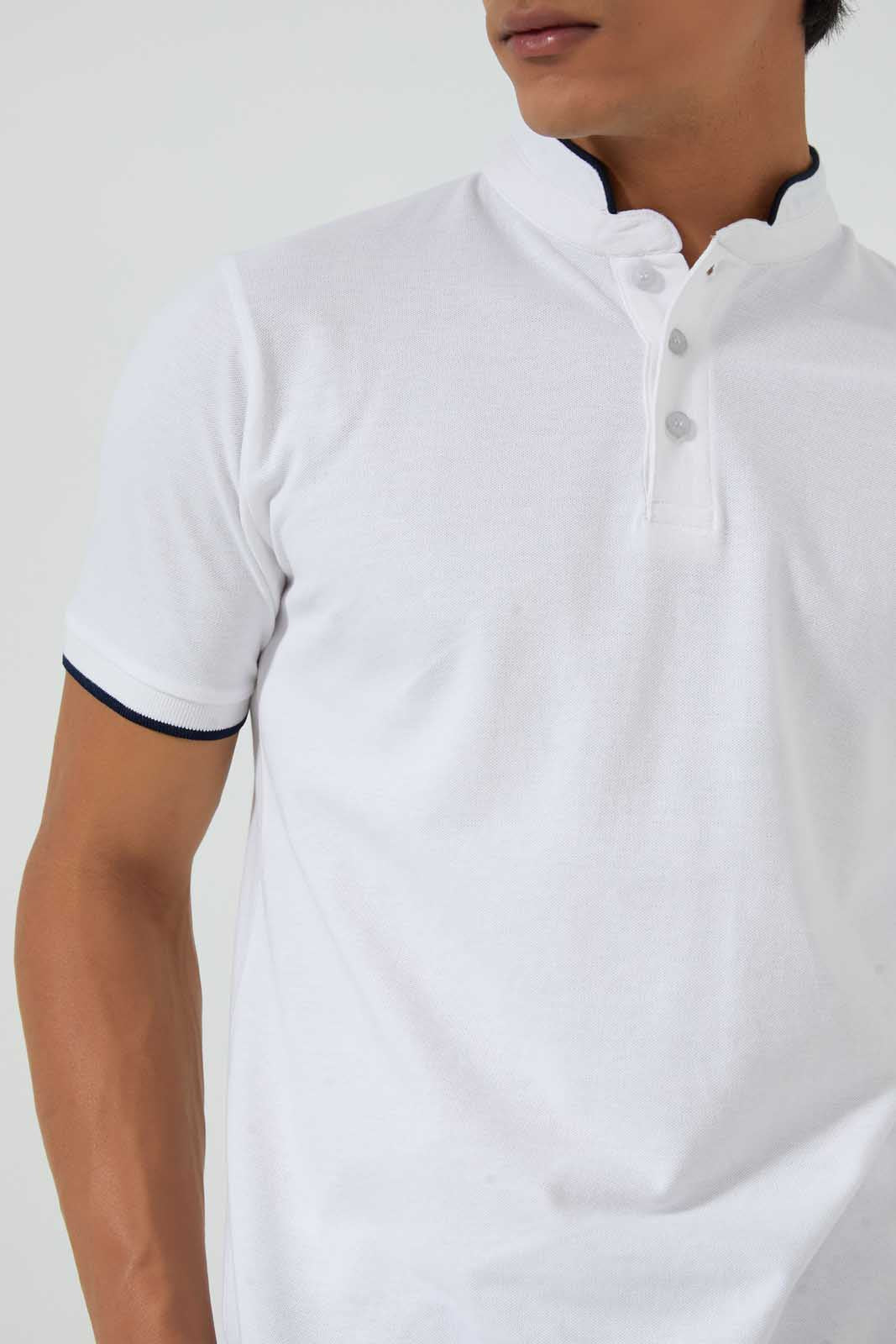 Redtag-White-Standup-Collar-Polo-Shirt-Polo-Shirts-Men's-